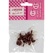 Носики декоративные "deVENTE" пластиковые, винтовые с фиксатором, 15шт, 10x11 мм, коричневые в пластиковом пакете с блистерным подвесом