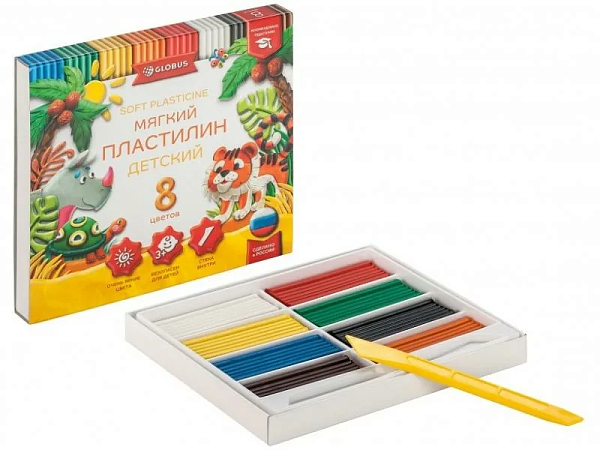 Пластилин 8 цв. детский повышенной мягкости