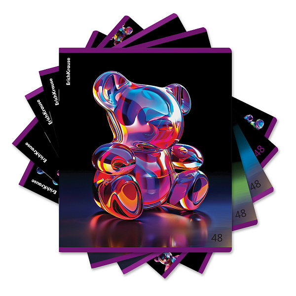 Тетрадь 48 л. кл. "Jelly Bear", металлизированная ламинация+твин-лак ErichKrause _MIX-PACK