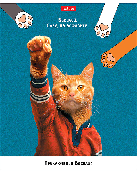 Тетрадь 48 л. кл. "Приключения Василия" 5 диз.в блоке скругл.углы