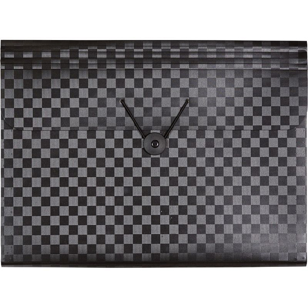 Папка 7 отд. с резинкой "deVENTE. TOTAL BLACK" A4 (328x235x16 мм) 600 мкм, фактура "шахматная доска" внутренние карманы 170 мкм, черная, индивидуальная упаковка