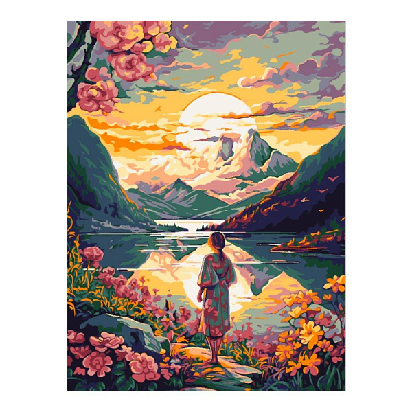 Картина по номерам холст на подрамнике 30*40 см "Восход в горах"