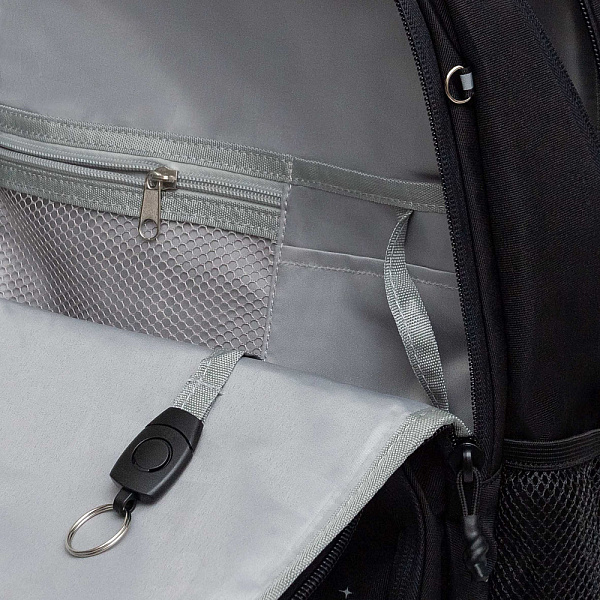 Рюкзак школьный с обвесом и картхолдером на держателе (/2 черный - серый)