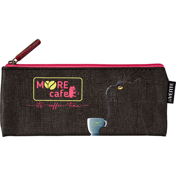 Пенал "deVENTE. MooreCafe" 215x90x10 мм плоский, антивандальная искусственная кожа с тиснением до -40C, отделение на молнии сверху, плоский для 35 предметов, полноцветная печать