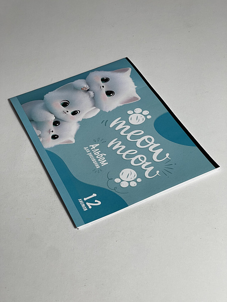 Альбом для рисования 12 листов, на скрепке, А4, обложка мелованная бумага 120г/м, блок офсет 100г/м