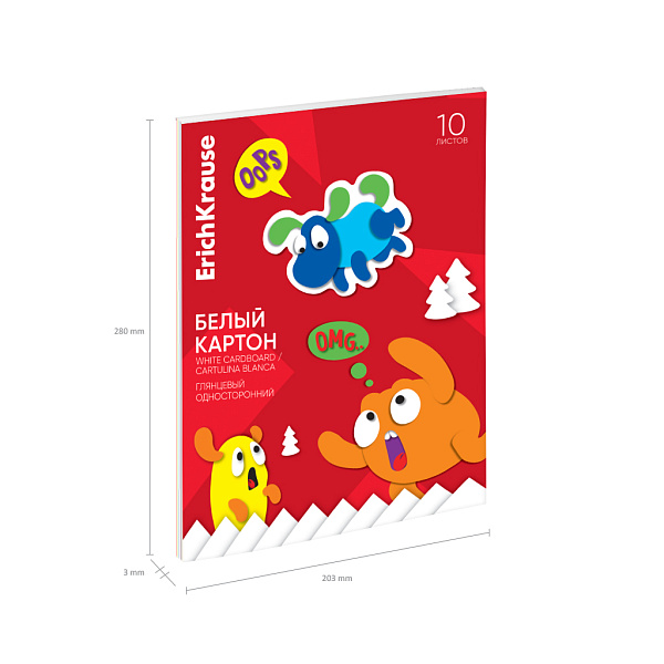 Белый картон глянцевый на клею ErichKrause, Jolly Friends, А4, 10 листов, игрушка-набор для детского творчества