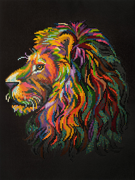 Алмазная мозаика 30*40 "ФРЕЯ" на подрамнике "Царь зверей" 