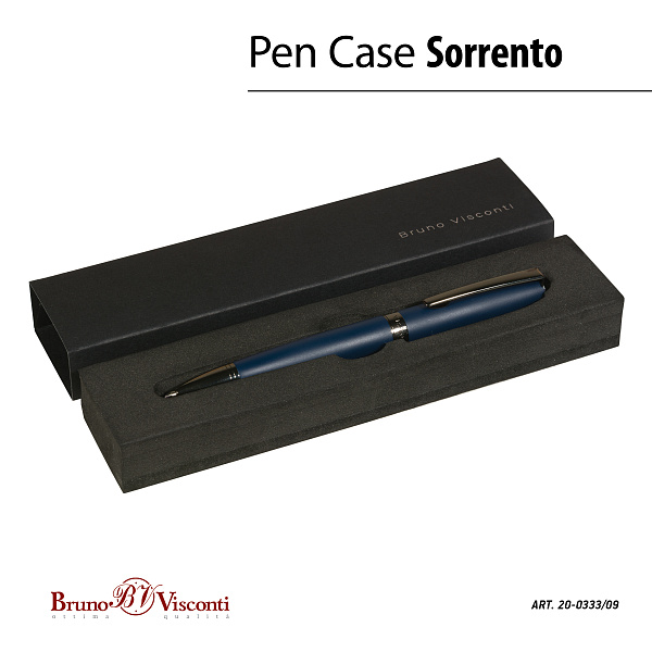 РУЧКА "SORRENTO" В ПОДАРОЧНОМ ФУТЛЯРЕ, 1.0 ММ, СИНЯЯ (корпус синий, футляр черный) (10702070/190224/3071865,КИТАЙ)