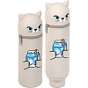 Пенал "deVENTE. Cat and Milk" 21(18)x6x6 см, фигурный, силиконовый, на молнии, серый