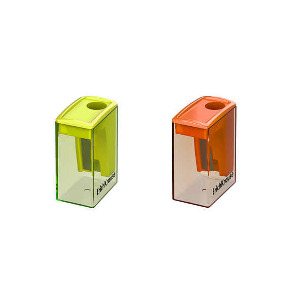 Точилка 1 отверстие ErichKrause City Mini, Neon, с контейнером, пластиковая, ассорти (в коробке-дисплее 