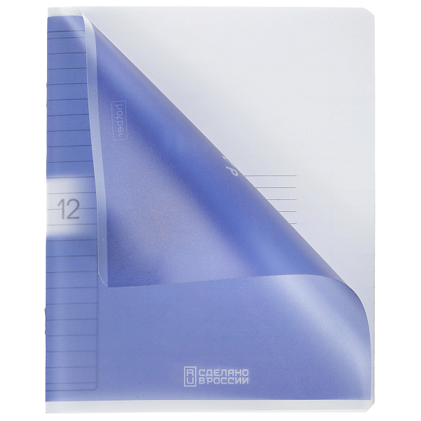 Тетрадь 12 листов в линию Пластиковая обложка "Цветной набор"  60-65г/кв.м на скобе  с печатью запечатанный тит.лист 5 диз.в блоке