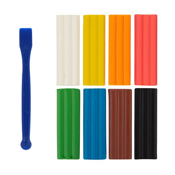 Пластилин 8 цв. восковой со стеклом "Цветик", 120г в карт.кор.