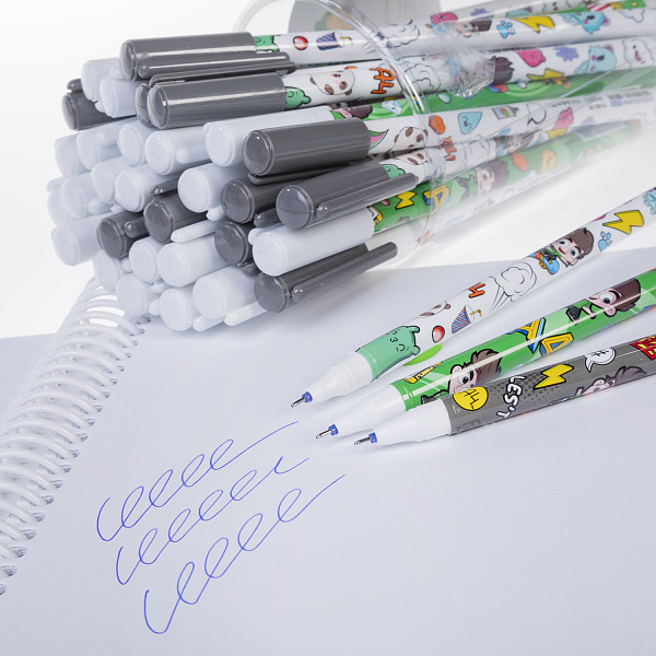 Ручка гелевая 0,6 мм стираемая Hatber "Влад А4" Синяя игольч.пишущ.узел 36 шт в Пласт.тубе