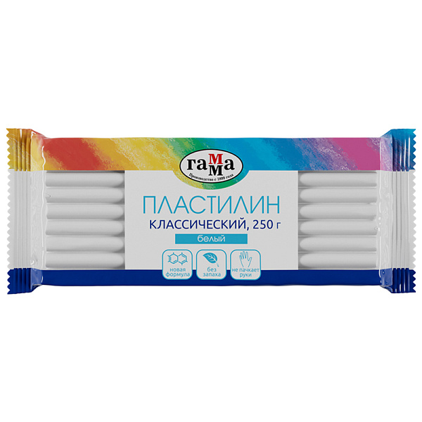 Пластилин 250 г, Гамма "Классический", белый, в пакете