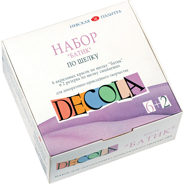 Акрил по шелку 6 цв. 50 мл.+ резерв 2 по 18мл  Батик,DECOLA