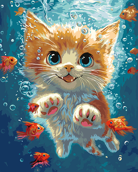 Картина по номерам 50*40 "За золотой рыбкой" "ФРЕЯ"