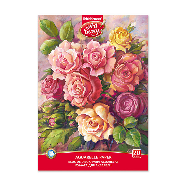 Альбом д/рис. 20 л. на клею ArtBerry® Розы, А4, с бумагой для акварели 