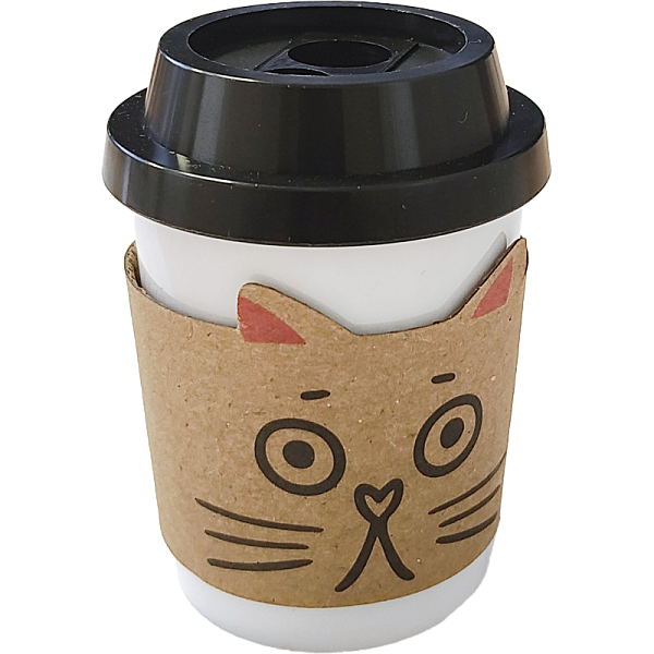 Точилка для карандашей "deVENTE. MooreCafe" 2 отверстия, пластмассовая с контейнером, каждая с индивидуальной маркировкой, с 4-мя разными кошачьими мордочками на капхолдере