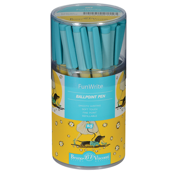 Ручка шариковая 0,5 мм FunWrite. Городская прогулка.Такса. СИНЯЯ
