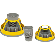 Подставка для канцелярских принадлежностей "deVENTE. Whirling" черная с желтым, 16x16x11 мм, разборная, вращающаяся, пластик, индивидуальная упаковка