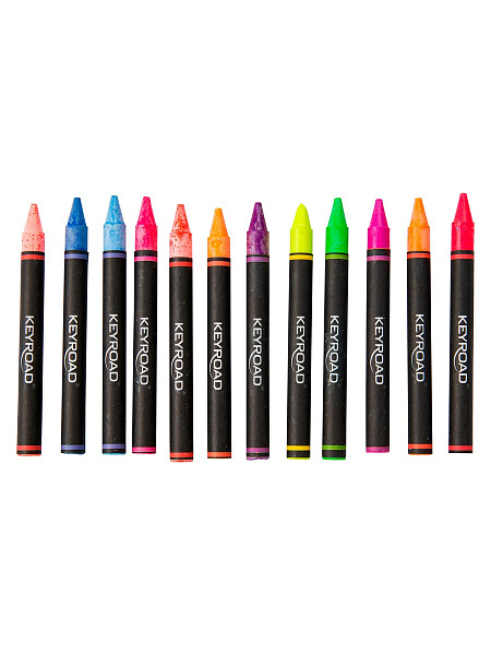 Мелки восковые KEYROAD Neon 12 цв. 8*90 мм, картонный футляр
