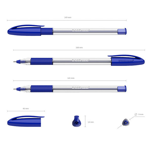 Ручка шариковая ErichKrause® U-109 Classic Stick&Grip 1.0, Ultra Glide Technology, цвет чернил синий (в коробке по 50 шт.)