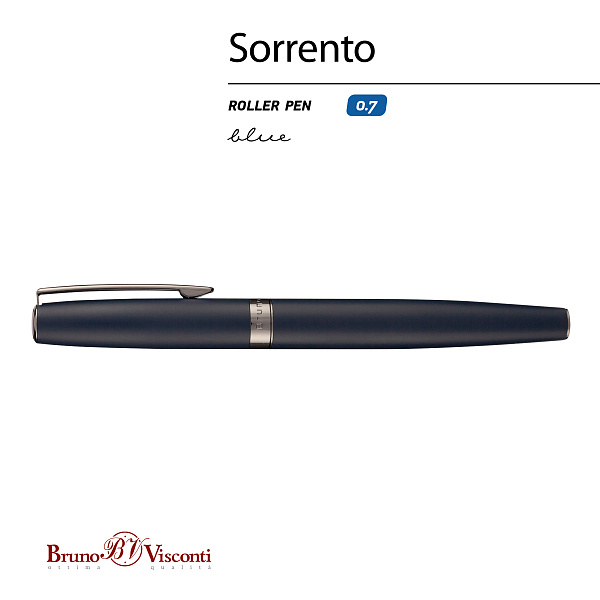 РУЧКА роллер "SORRENTO"  0,7 ММ, СИНЯЯ метал.футляр (корпус синий, футляр черный