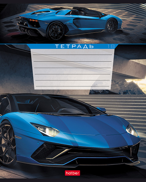 Тетрадь 18 листов в клетку "Я люблю гонки" 65г/кв.м, скругленные углы, микс 5 видов