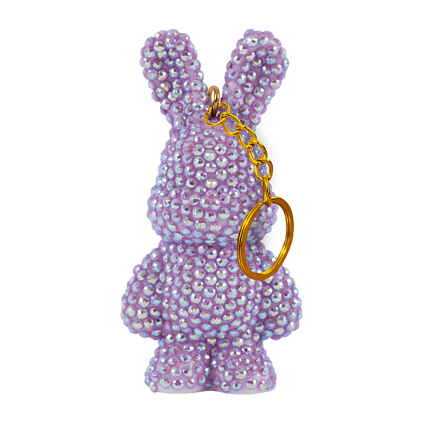 Алмазная мозаика  "ФРЕЯ" брелок "Сиреневый зайка" 4 х 8 см