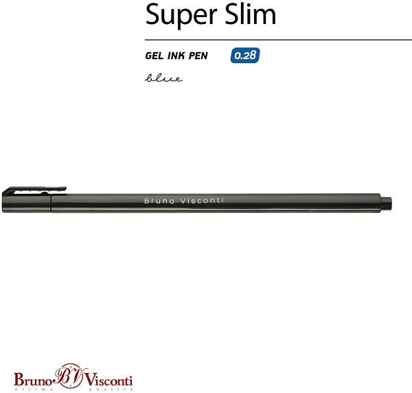 Ручка гелевая 0,28 мм "Super Slim. Black" СИНЯЯ