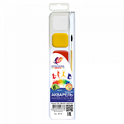 Акварель 6 цветов "Классика" с кистью, пластиковый пенал с европодвесом