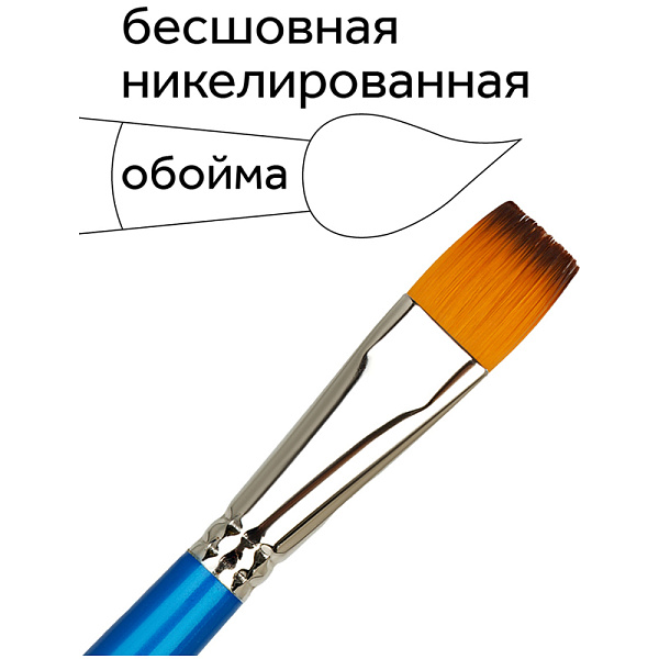 Кисть синтетика №14, "Гамма", деревянная ручка, плоская форма кисти