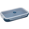 Ланчбокс складной герметичный "deVENTE" темно-синий, прямоугольный, 1200 мл, 21,5x14x8 см, в сложенном виде высота 3,5 см, силиконовый, с пластиковой крышкой, с отвестием вентиляции и силиконовой заглушкой,