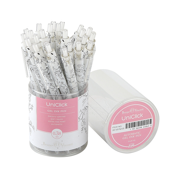 Ручка гелевая 0,38 мм "UniClick. Сакура"  СИНЯЯ 