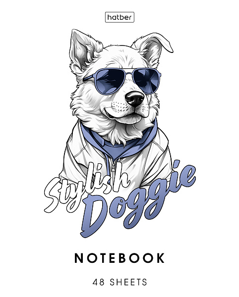 Тетрадь 48 листов в клетку Пластиковая обложка с печатью "Зверье мое" 60-65г/кв.м на скобе 5 диз.в блоке