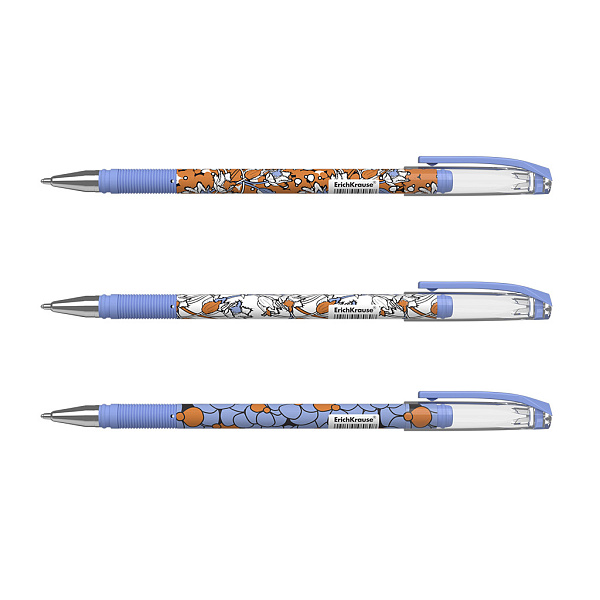 Ручка шариковая ErichKrause Tulips Stick, цвет чернил синий (в тубусе )