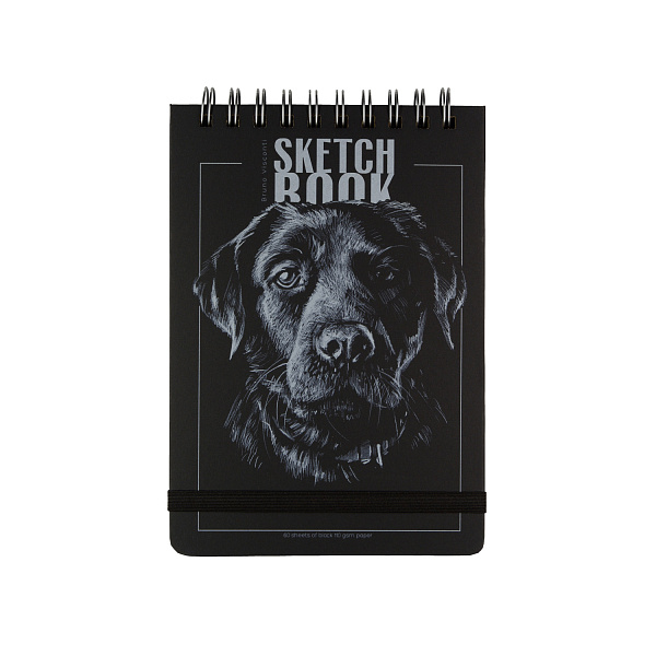 SKETCHBOOK 147х210 мм 60 л. ЧЕРНЫЙ 110 гр. НА ГРЕБНЕ (4 ВИДА) 