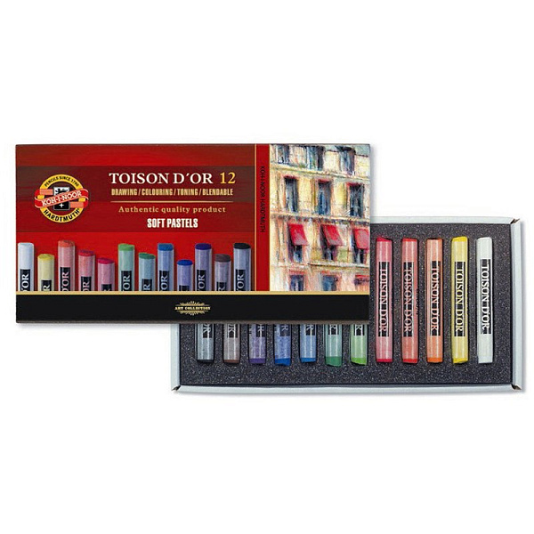 Пастель сухая художественная набор 12 цветов, TOISON D`OR Soft, 8512