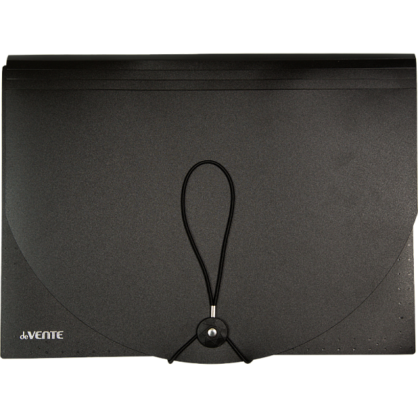 Папка-органайзер 13 отд. "deVENTE" A4 700 мкм, разделители 130 мкм, черная с цветными разделителями, с клапаном на резинке, индивидуальная упаковка