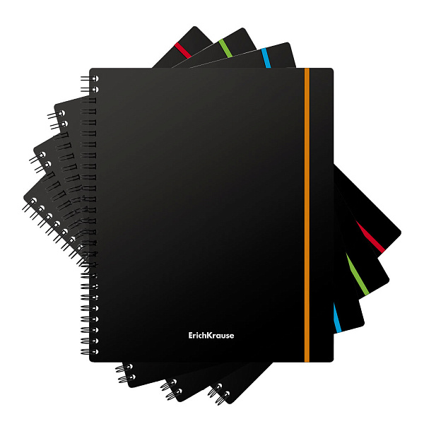 Тетрадь А5+ 80 л. кл. пластиковая обложка на спирали ErichKrause® Accent, ассорти