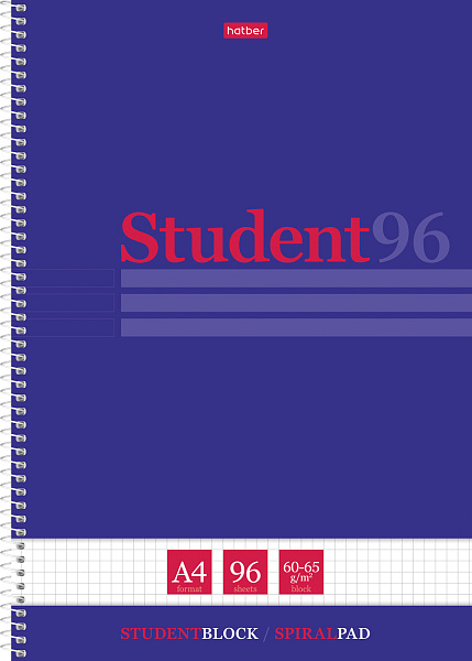 Тетрадь А4 96 л. кл. на спирали "Студенту" Синяя, мат ламин,тиснение