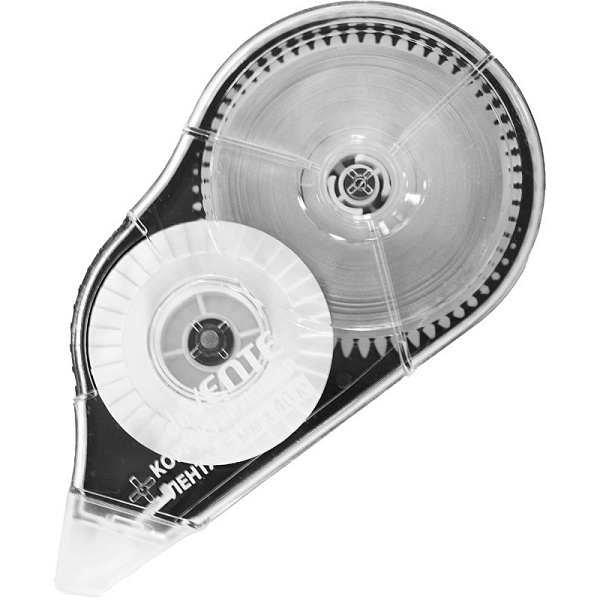 Корректирующая лента 5мм х 40м "deVENTE" прозрачный корпус с черным, фронтальный аппликатор, с защитным колпачком, в картонном блистере