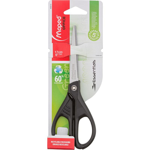 Ножницы 170 мм Maped ESSENTIALS GREEN симметричные, экологичные, блистер