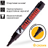 Маркер перманентный 5.0 мм, Crown "Multi Marker Chisel", спиртовая основа, скошенный наконечник, круглый корпус, чёрный