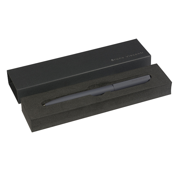 Ручка "TORINO" в подарочном футляре, 1,0 ММ, СИНЯЯ (корпус серый, футляр черный)