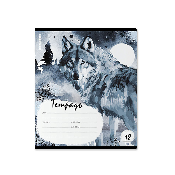 Тетрадь 18 листов в линию "Timber Wolf" ErichKrause (в плёнке по 10 шт.)_MIX-PACK