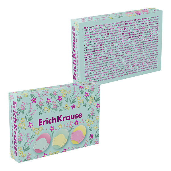 Ластик в пластиковом футляре ErichKrause Color Pod Floral Soul (в коробке по 24 шт.)