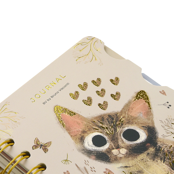 Записная книжка А6 120 л. на гребне "ART JOURNAL" с разделителями "LOVE ME.МИЛЫЙ КОТИК"