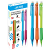 Карандаш автоматический d=0,5 мм, НВ, полупрозрачный цветной корпус, с каучуковым держателем, с клипом, с ластиком, индивидуальная маркировка, корпус ассорти