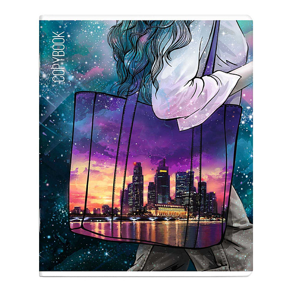 Тетрадь 48 л. кл. "МОЯ ВСЕЛЕННАЯ" /обложка - печать по фольге, выборочный ТВИН УФ-лак, мелованный картон 210 г/м², Упаковка Ассорти/